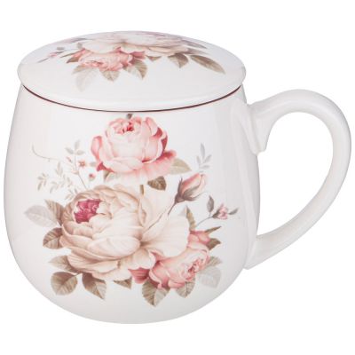 КРУЖКА ЗАВАРОЧНАЯ LEFARD МЭРИБЕЛЬ С МЕТАЛЛ. СИТОМ И ФАРФОР. КРЫШКОЙ 420 МЛ-0