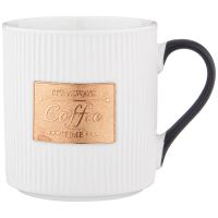 КРУЖКА БЕЛАЯ С ЗОЛОТОЙ ДЕТАЛЬЮ 400 МЛ (КОР=36ШТ) 12,5*9,3*10СМ