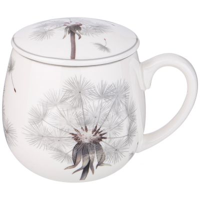 КРУЖКА ЗАВАРОЧНАЯ LEFARD DANDELION С МЕТАЛЛ. СИТОМ И ФАРФОР. КРЫШКОЙ 420 МЛ-0