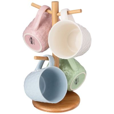 НАБОР КРУЖЕК LEFARD 460МЛ НА ДЕРЕВЯННОЙ СТОЙКЕ-0