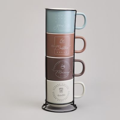 НАБОР КРУЖЕК LEFARD 4ШТ НА МЕТАЛ.ПОДСТАВКЕ 360МЛ-2