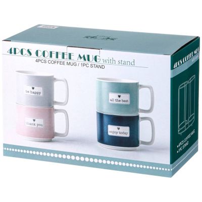 НАБОР КРУЖЕК LEFARD BREAK TIME, 350 МЛ, 4 ШТ НА МЕТ. ПОДСТАВКЕ-1