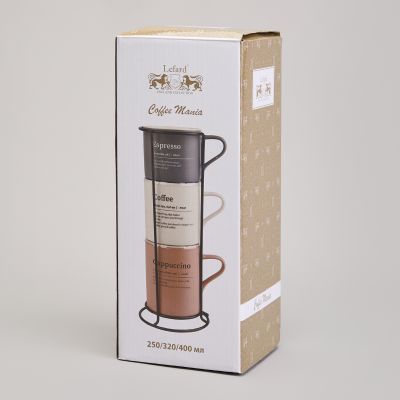 НАБОР КРУЖЕК LEFARD 3ШТ НА МЕТАЛ.ПОДСТАВКЕ 250/320/400МЛ-1