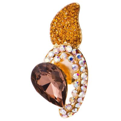 БРОШЬ С БОЛ. КОРИЧ. КАМНЕМ-0