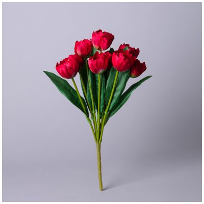 БУКЕТ ИСКУССТВЕННЫЙ ИЗ 9 ТЮЛЬПАНОВ ДЛИНА=43СМ , ЦВЕТ КРАСНЫЙ МАЛ.УП.=24ШТ-1