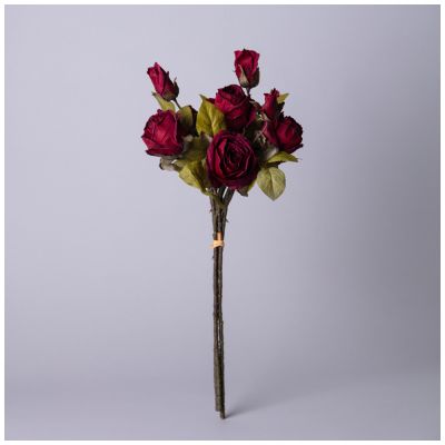 БУКЕТ ИЗ ИСКУССТВЕННЫХ РОЗ ДЛИНА=53СМ ,ЦВЕТ БОРДО МАЛ.УП.=12ШТ-1