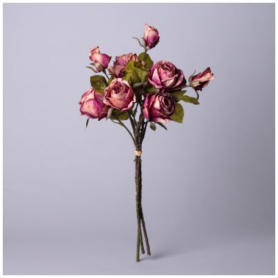 БУКЕТ ИЗ ИСКУССТВЕННЫХ РОЗ ДЛИНА=53СМ,ЦВЕТ РОЗОВО-ОРАНЖЕВЫЙ МАЛ.УП.=12ШТ-1