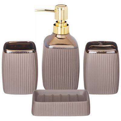 НАБОР ДЛЯ ВАННОЙ КОМНАТЫ 4 ПР. (КОР=12НАБ.) 400 МЛ 7,6*7,6*17СМ-0