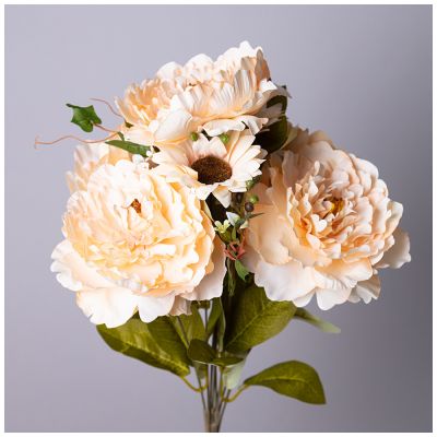 ЦВЕТОЧНАЯ КОМПОЗИЦИЯ ИЗ ПИОНОВ ДЛИНА=53СМ , ЦВЕТ КРЕМОВЫЙ МАЛ.УП.=12ШТ-0