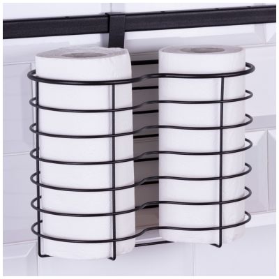 ОРГАНАЙЗЕР ДЛЯ БУМАЖНЫХ ПОЛОТЕНЕЦ И ТУАЛЕТНОЙ БУМАГИ НАВЕСНОЙ 26*12*20 СМ ЦВЕТ:ЧЕРНЫЙ-1