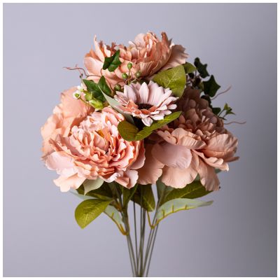 ЦВЕТОЧНАЯ КОМПОЗИЦИЯ ИЗ ПИОНОВ ДЛИНА=53СМ , ЦВЕТ ТЕРРАКОТОВЫЙ  МАЛ.УП.=12ШТ-0