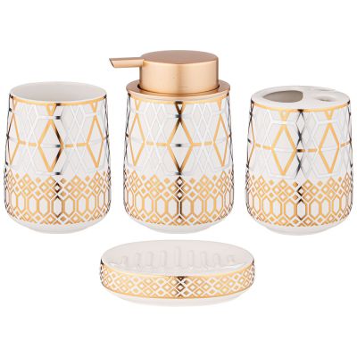 НАБОР ДЛЯ ВАННОЙ КОМНАТЫ 4 ПР. 400 МЛ 8,4*8,4*13СМ-0