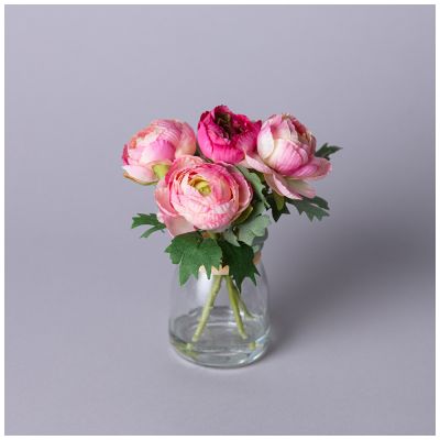 БУКЕТ ИСКУССТВЕННЫХ ЦВЕТОВ В КРУГЛОЙ ВАЗЕ ВЫСОТА= 16СМ  (МАЛ=8ШТ./КОР=64ШТ.)-0