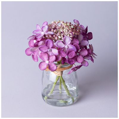 БУКЕТ ИСКУССТВЕННЫХ ЦВЕТОВ В КРУГЛОЙ ВАЗЕ ВЫСОТА= 14СМ  (МАЛ=8ШТ./КОР=64ШТ.)-0