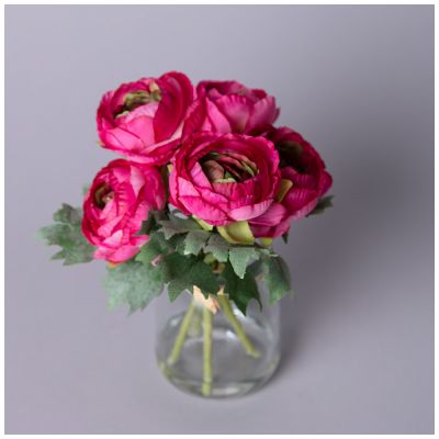 БУКЕТ ИСКУССТВЕННЫХ ЦВЕТОВ В КРУГЛОЙ ВАЗЕ ВЫСОТА= 16СМ  (МАЛ=8ШТ./КОР=64ШТ.)-1