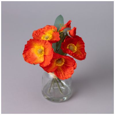 БУКЕТ ИСКУССТВЕННЫХ ЦВЕТОВ В КРУГЛОЙ ВАЗЕ ВЫСОТА= 16СМ  (МАЛ=8ШТ./КОР=64ШТ.)-1