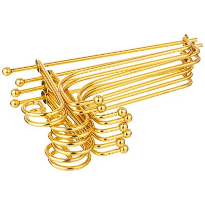 КОМПЛЕКТ ПОДСТАВОК ДЛЯ ТАРЕЛОК ИЗ 5 ШТ. 17*11 СМ. ВЫСОТА=16 СМ. ЦВЕТ - ЗОЛОТО (КОР=48КОМП.)-1