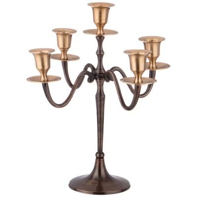 ПОДСВЕЧНИК НА 5 СВЕЧЕЙ. ВЫСОТА=27,5 СМ. ЛАТУНЬ (КОР=24ШТ.)-0