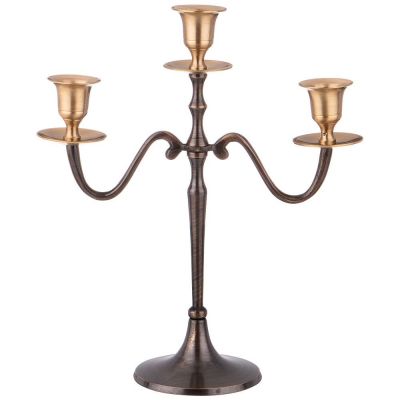 ПОДСВЕЧНИК НА 3 СВЕЧИ. ВЫСОТА=27,5 СМ. ЛАТУНЬ (КОР=24ШТ.)-0