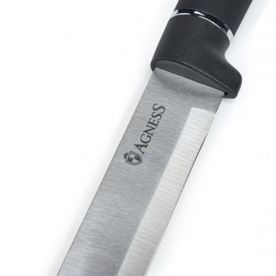НАБОР AGNESS ИЗ 11ПР:5 НОЖЕЙ,ПОЛОВНИК,ЛОПАТКА,ШУМОВКА,ПОДСТАВКА,НОЖЕТОЧКА,НОЖНИЦЫ,ЧЕРНЫЙ МРАМОР/СЕРЫ-2