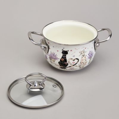 КАСТРЮЛЯ AGNESS ЭМАЛИРОВАННАЯ СО СТЕКЛЯННОЙ КРЫШКОЙ СЕРИЯ 