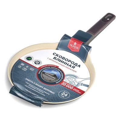 СКОВОРОДА БЛИННАЯ С АНТИПРИГАРНЫМ ПОКРЫТИЕМ PFLUON MARBLE, 24*4,3 СМ-4