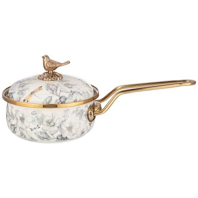 КОВШ AGNESS ЭМАЛИРОВАННЫЙ, СЕРИЯ ЯБЛОНЕВЫЙ САД 14СМ/0,9Л D=14 СМ  ДЛИНА=31СМ ПОДХОДИТ ДЛЯ ИНДУКЦИОН-0