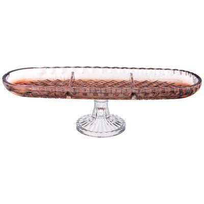 БЛЮДО НА НОЖКЕ 3 СЕКЦИИ BROWN, 39*14 СМ-3