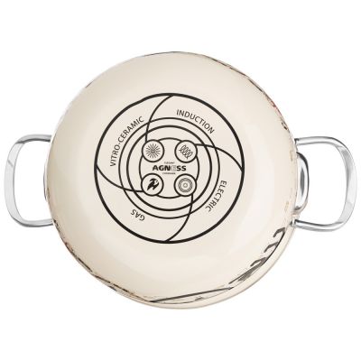 КАСТРЮЛЯ ЭМАЛИРОВАННАЯ AGNESS СО СТЕКЛЯННОЙ КРЫШКОЙ СЕРИЯ 