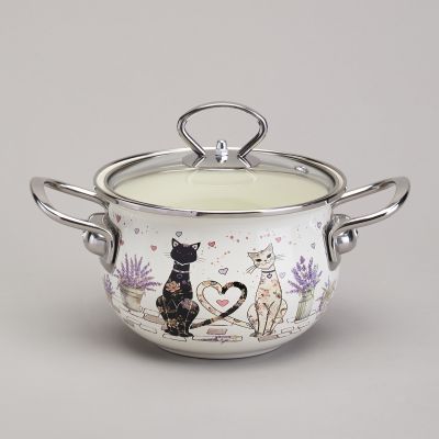 КАСТРЮЛЯ AGNESS ЭМАЛИРОВАННАЯ СО СТЕКЛЯННОЙ КРЫШКОЙ СЕРИЯ 