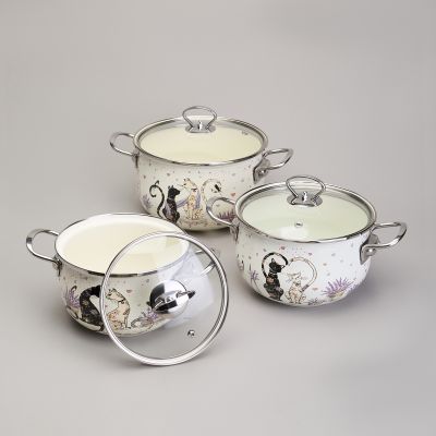 НАБОР КАСТРЮЛЬ ЭМАЛИРОВАННЫЙ, СЕРИЯ 