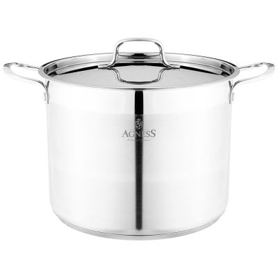 КАСТРЮЛЯ AGNESS 28X24 14 Л ВЫСОКОКАЧЕСТВЕННАЯ НЕРЖ СТАЛЬ 18/10 ИНДУКЦИОННОЕ ДНО-0