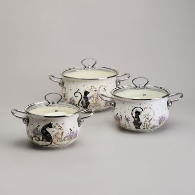 НАБОР КАСТРЮЛЬ ЭМАЛИРОВАННЫЙ, СЕРИЯ 