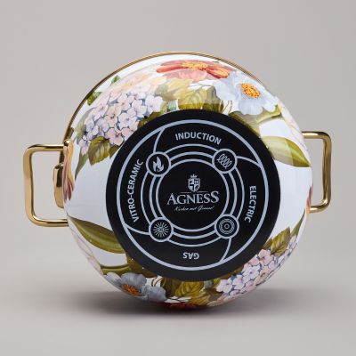 КАСТРЮЛЯ AGNESS ЭМАЛИРОВАННАЯ С КРЫШКОЙ, СЕРИЯ ФЛАНДРИЯ, 3,8Л, ДИА.20СМ-6