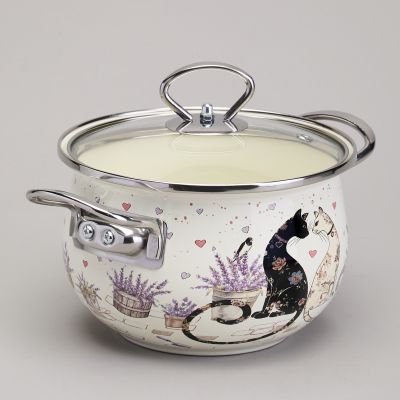 КАСТРЮЛЯ AGNESS ЭМАЛИРОВАННАЯ СО СТЕКЛЯННОЙ КРЫШКОЙ СЕРИЯ 