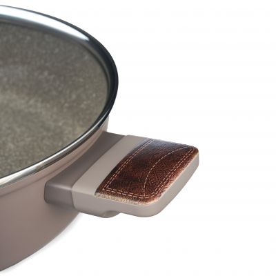 СОТЕЙНИК СО СТЕКЛ. КРЫШКОЙ И АНТИПРИГАРНЫМ ПОКРЫТИЕМ PFLUON MARBLE, 26*7,5 СМ-5