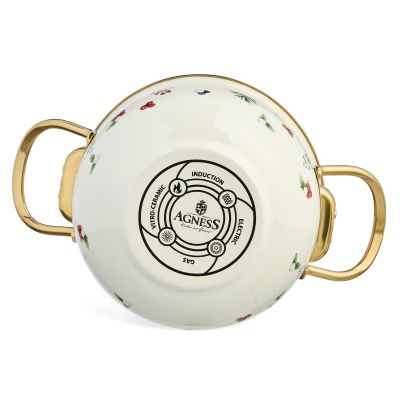 КАСТРЮЛЯ ЭМАЛИРОВАННАЯ AGNESS СО СТЕКЛЯННОЙ КРЫШКОЙ СЕРИЯ 