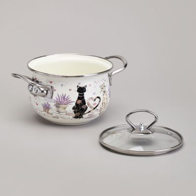 КАСТРЮЛЯ AGNESS ЭМАЛИРОВАННАЯ СО СТЕКЛЯННОЙ КРЫШКОЙ СЕРИЯ 