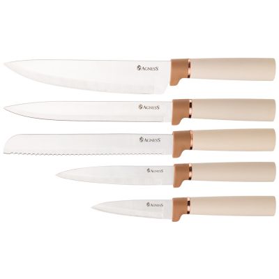 НАБОР AGNESS ИЗ 12ПР: 5 НОЖЕЙ,ДОСКА,ПОДСТАВКА,ПОЛОВНИК,ЛОЖКА,ЛОПАТКА,ШУМОВКА,ЛОЖКА ДЛЯ СПАГЕТТИ-2