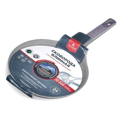 СКОВОРОДА БЛИННАЯ С АНТИПРИГАРНЫМ ПОКРЫТИЕМ PFLUON MARBLE, 24*4,3 СМ-4