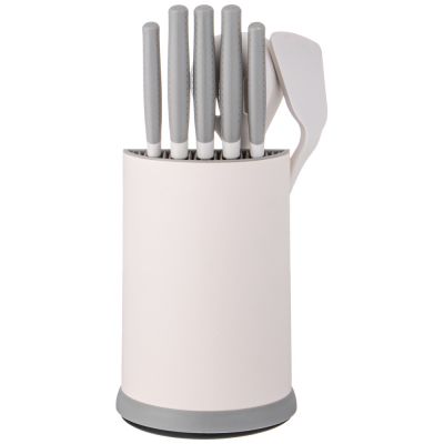 НАБОР AGNESS ИЗ 9ПР: 5 НОЖЕЙ, ПОЛОВНИК, ЛОПАТКА И ШУМОВКА, ВРАЩАЮЩАЯСЯ ПОДСТАВКА, ЦВЕТ: СЕРЫЙ-3