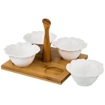 МЕНАЖНИЦА 4 СЕКЦИИ LEFARD НА ДЕРЕВ. ПОДСТАВКЕ С РУЧКОЙ 21*21*5 СМ (КОР=16ШТ.)-0