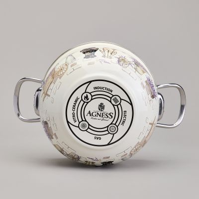 КАСТРЮЛЯ AGNESS ЭМАЛИРОВАННАЯ СО СТЕКЛЯННОЙ КРЫШКОЙ СЕРИЯ 