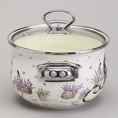 КАСТРЮЛЯ AGNESS ЭМАЛИРОВАННАЯ СО СТЕКЛЯННОЙ КРЫШКОЙ СЕРИЯ 