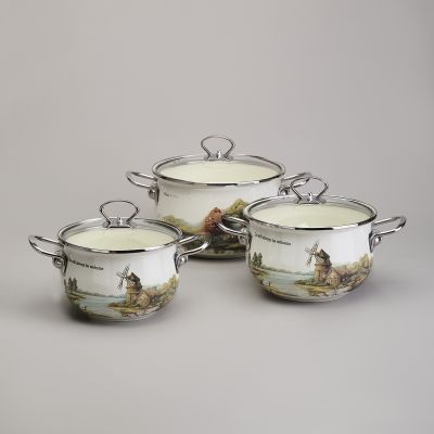 НАБОР КАСТРЮЛЬ ЭМАЛИРОВАННЫЙ, СЕРИЯ 