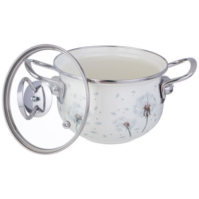 КАСТРЮЛЯ AGNESS ЭМАЛИРОВАННАЯ СО СТЕКЛЯННОЙ КРЫШКОЙ СЕРИЯ 