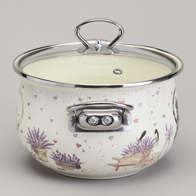 КАСТРЮЛЯ AGNESS ЭМАЛИРОВАННАЯ СО СТЕКЛЯННОЙ КРЫШКОЙ СЕРИЯ 