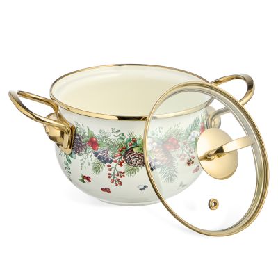 КАСТРЮЛЯ ЭМАЛИРОВАННАЯ AGNESS СО СТЕКЛЯННОЙ КРЫШКОЙ СЕРИЯ 