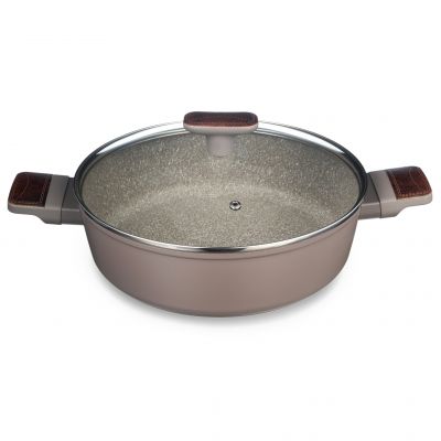 СОТЕЙНИК СО СТЕКЛ. КРЫШКОЙ И АНТИПРИГАРНЫМ ПОКРЫТИЕМ PFLUON MARBLE, 26*7,5 СМ-0