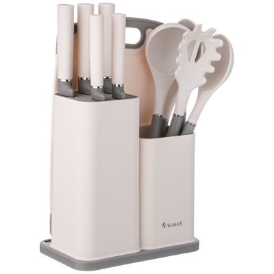 НАБОР AGNESS ИЗ 12ПР: 5 НОЖЕЙ,ДОСКА,ПОДСТАВКА,ПОЛОВНИК,ЛОЖКА,ЛОПАТКА,ШУМОВКА,ЛОЖКА ДЛЯ СПАГЕТТИ-2